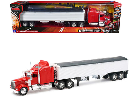 Kenworth W900 Rouge avec Remorque Grain Longue