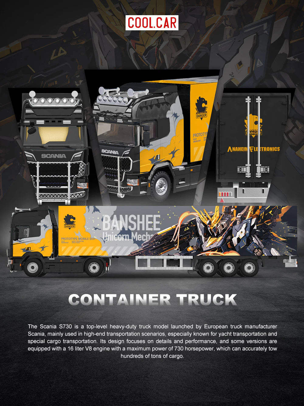 CoolCar 1/64 - Scania Container Truck- Unicorn Mecha Livery  CC644022