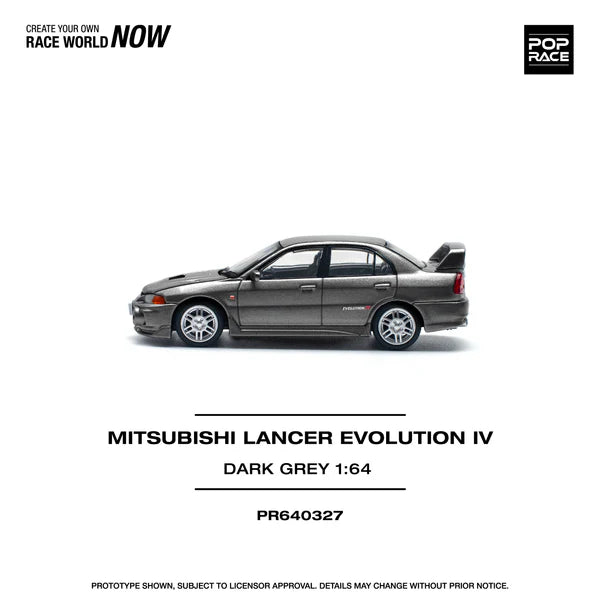 POPRACE 1/64, MITSUBISHI LANCER EVOLUTION IV DARK GREY, PR640327