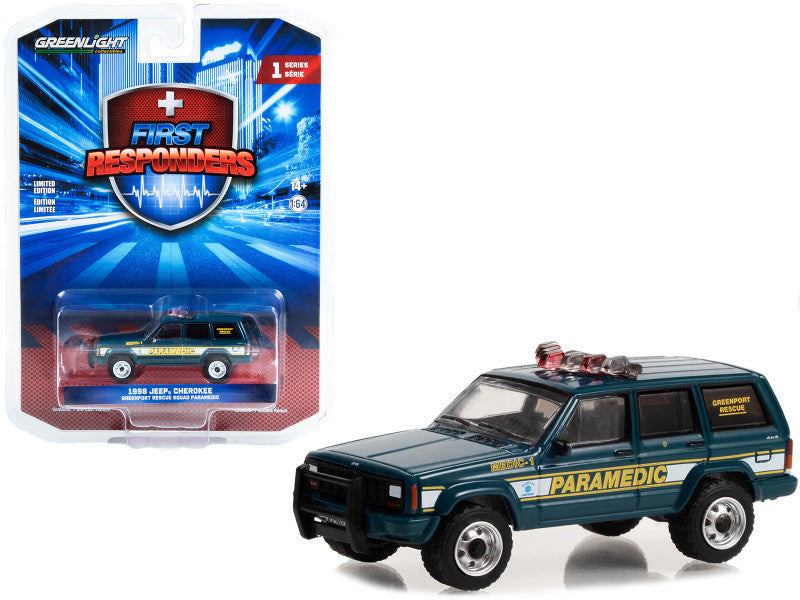 1998 Jeep Cherokee Blue "Greenport Rescue Squad Paramedic Greenport New York"-"First Responders" Series 1