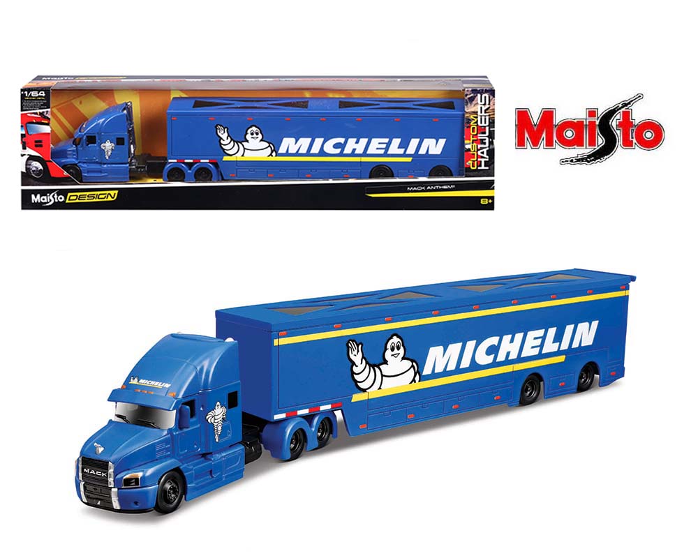 (PRE-ORDER 2027) Maisto 1:64 Mack Anthem Michelin – Blue – Custom Haulers Design – 12418MI-maisto
