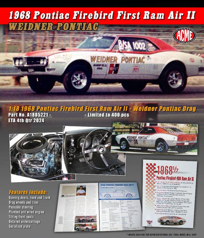 Pontiac Firebird First Ram Air II 1968 "Weidner Pontiac Drag"