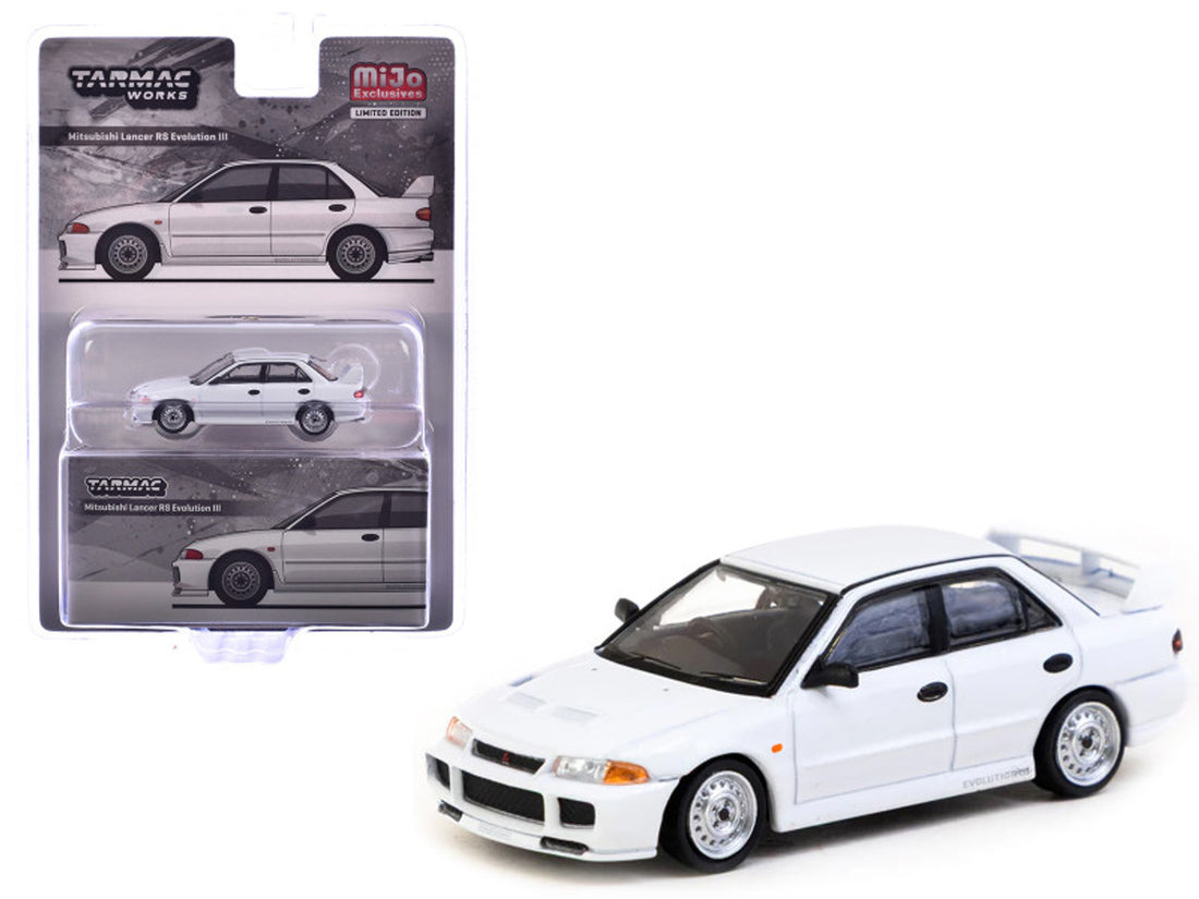 Tarmac Works 1:64, Mitsubishi Lancer RS Evolution III White Lamley Special Edition T64G-050-RS