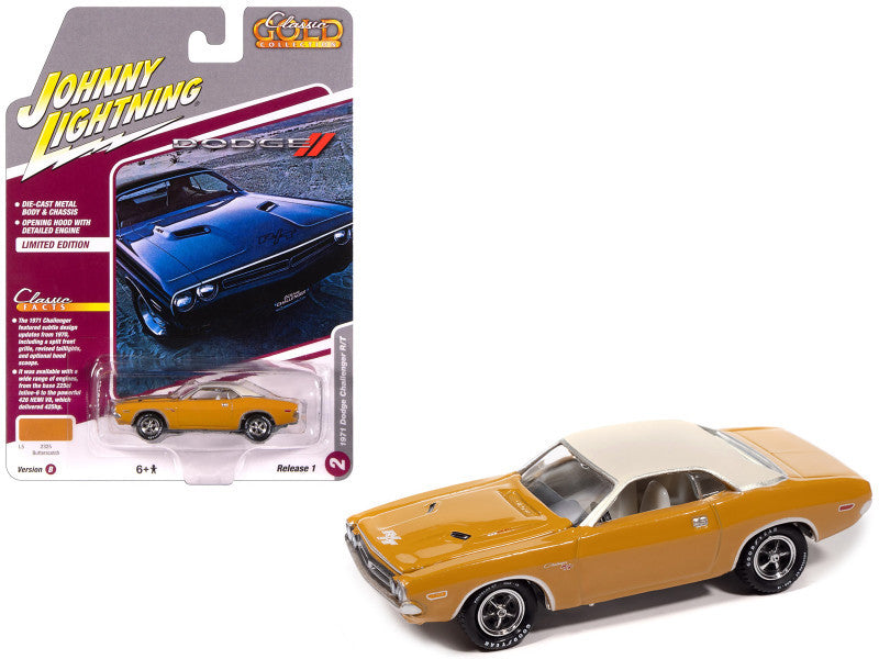 Johnny Lightning-1971 Dodge Challenger R/T (Butterscotch w/White Top) JLSP417-B