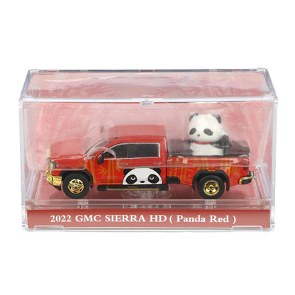 GreenLight Waltersons Product Expo Exclusive 1:64 GMC Sierra 3500 HD Denali Dually 2022 rouge avec panda de Beijing 1352003-B