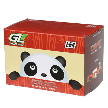 GreenLight Waltersons Product Expo Exclusive 1:64 GMC Sierra 3500 HD Denali Dually 2022 rouge avec panda de Beijing 1352003-B