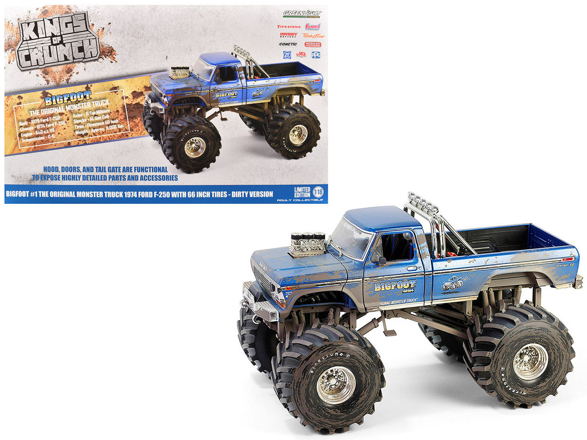 1974 Ford F-250 Monster Truck with 66-Inch Tires Blue "Bigfoot 