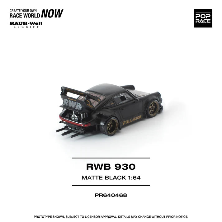 (PRE-ORDER 2026) POPRACE 1:64 RWB 930 Matte Black “Stella Artois” PR640468