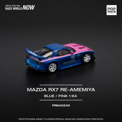 (PRE-0RDER 2025) POPRACE 1/64, MAZDA RX7 RE-AMEMIYA - (BLUE/PINK)