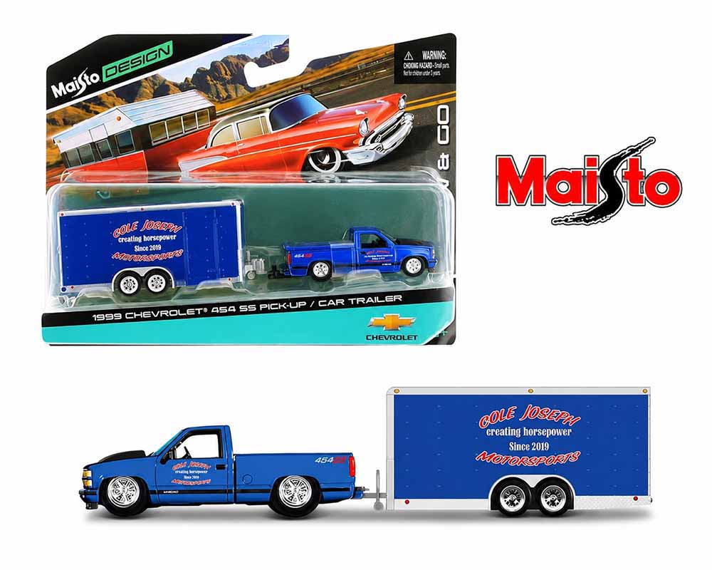 Chevrolet 454 SS Pick-Up 1999 avec remorque – Maisto Tow &amp; Go 1:64 – 15368-25A