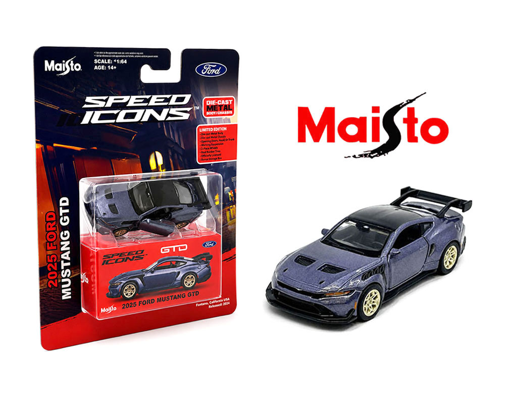 Maisto 1:64 Speed Icons Ford Mustang GTD 2025 – Violet métallisé – 15713PUR