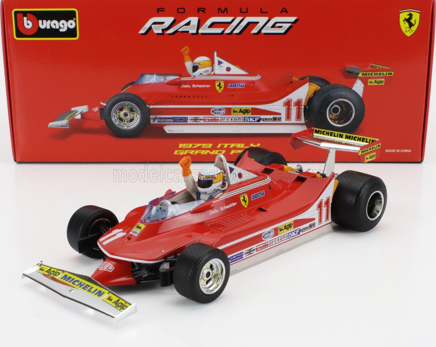 1979 ITALY GRAND PRIX. JODY SCHECKTER F1 FERRARI - F1 312T4 N 11 WINNER.  (WITH PILOT FIGURE) 1979 WORLD CHAMPION