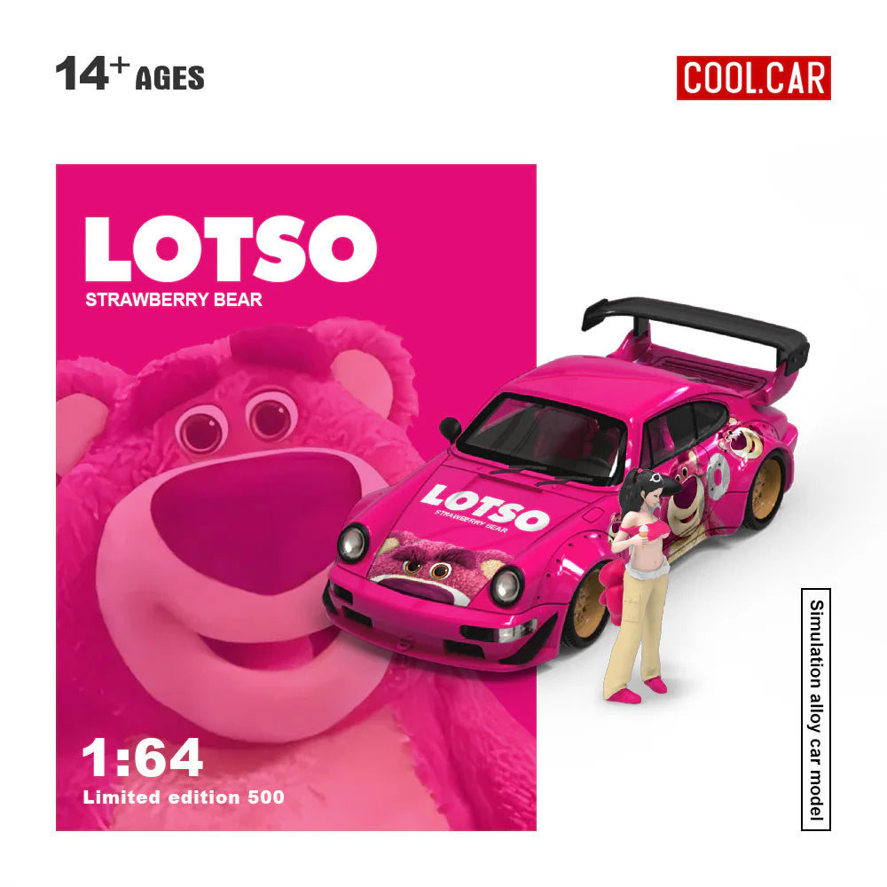 CoolCar 1:64- Porsche 964 w/Figurine- LOTSO STRAWBERRY BEAR  CC640878-1