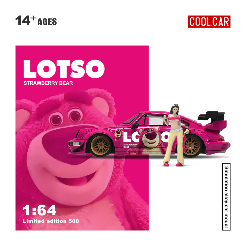 CoolCar 1:64- Porsche 964 w/Figurine- LOTSO STRAWBERRY BEAR  CC640878-1