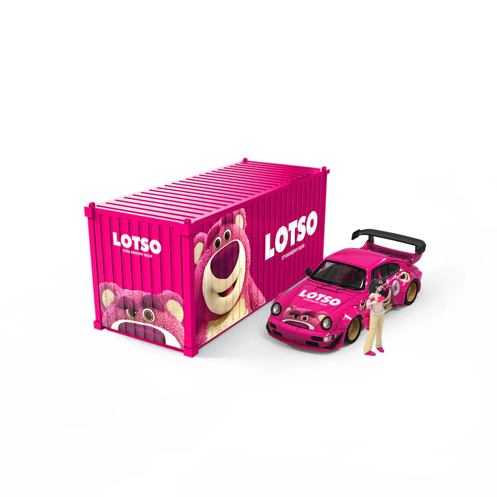 CoolCar 1:64- Porsche 964 w/Figurine &amp; Container - LOTSO STRAWBERRY BEAR CC640878-2