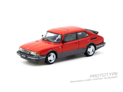 (PRE-ORDER 2025) Tarmac Works 1:64, Saab 900 Turbo Red T64G-056-RE (Model Car + Trading Cards Combo Set)
