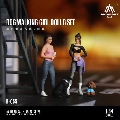 MoreArt 1/64 - DOG WALKING GIRL DOLL B SET MO223055