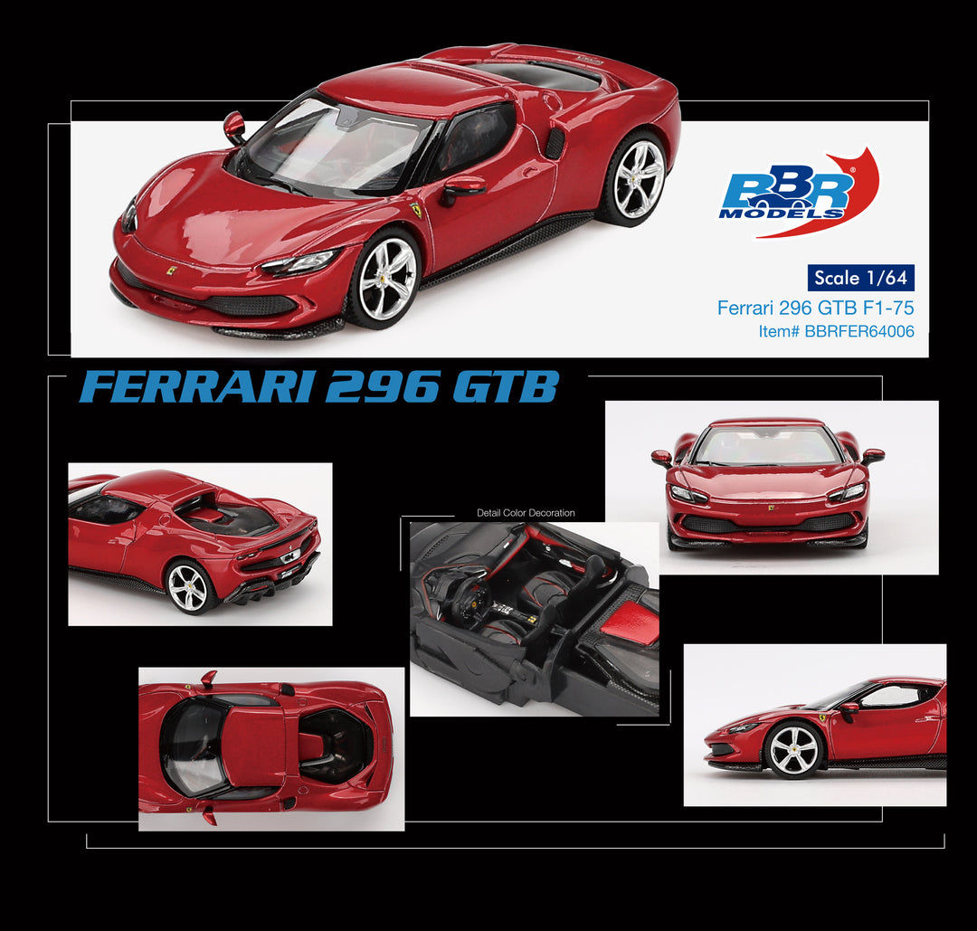 (PRE-ORDER 2025) BBR Model 1:64 Ferrari 296 GTB Rosso Imola