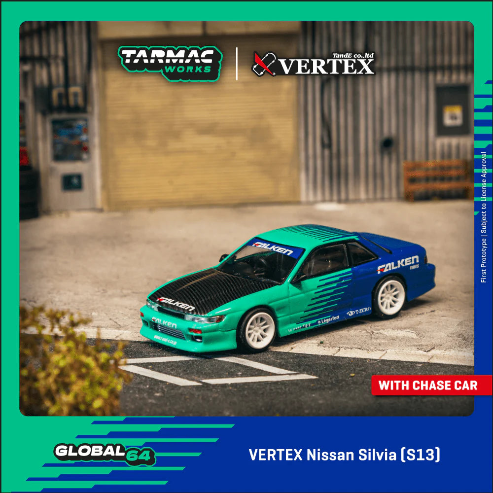 Tarmac Works 1:64-VERTEX Nissan Silvia (S13) Falken T64G-025-FA