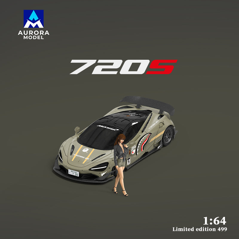 AURORA MODEL 1/64- McLaren 720S Shark w/Figurine AM800401-1