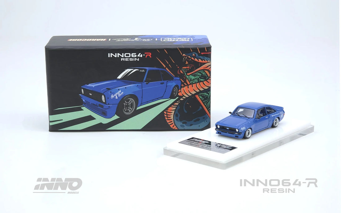 INNO64 1/64 - Resin Ford Escort MK2 Pandem "Emotion" Retro Havoc Blue - IN64R-MK2P-BLUE