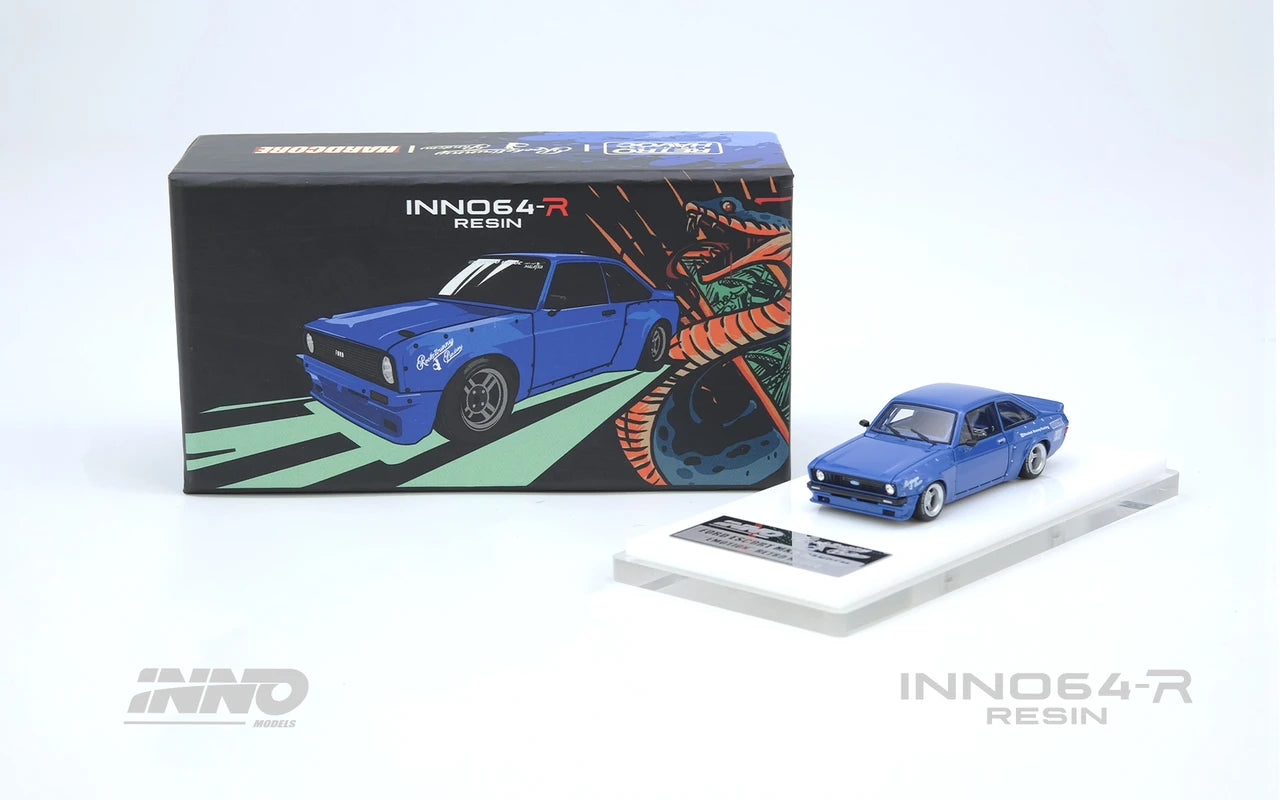 INNO64 1/64 - Resin Ford Escort MK2 Pandem "Emotion" Retro Havoc Blue - IN64R-MK2P-BLUE