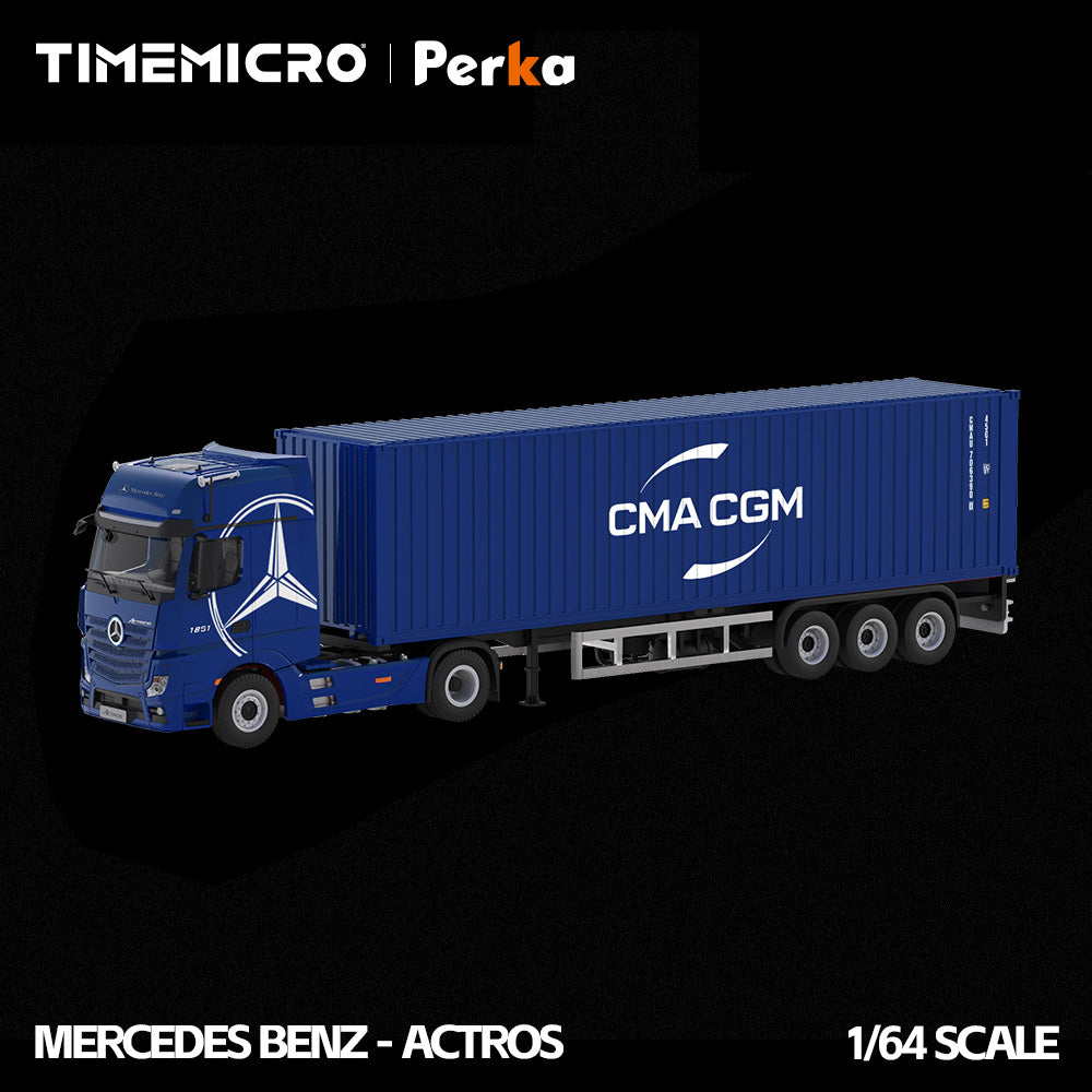 Mercedes-Benz Actros Camion CMA CGM Bleu Océan 1:64 – TimeMicro + Perka TM646745