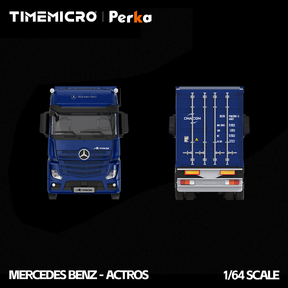 Mercedes-Benz Actros Camion CMA CGM Bleu Océan 1:64 – TimeMicro + Perka TM646745