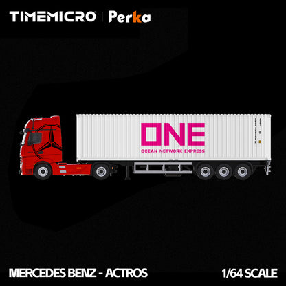 Mercedes-Benz Actros ONE Truck Red Flame White 1:64 – TimeMicro + Perka TM646746