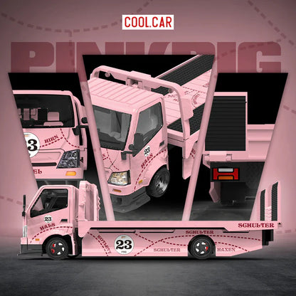 Remorque de transport à plateau H300 rose 1:64 – Cool Car CC647223
