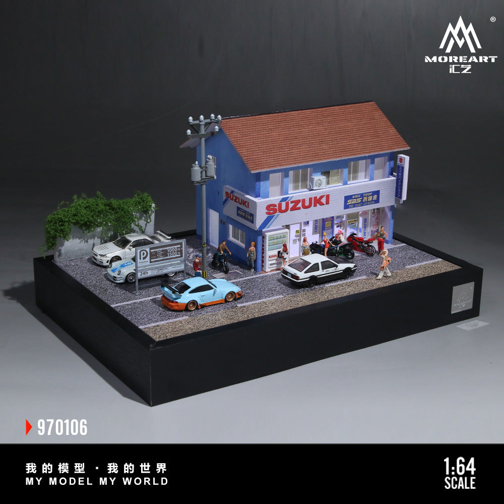 Nishi-Kamakura Suzuki Motorcycle Specialty Store Upgraded Scene Huiyi MoreArt 1:64 MO970106