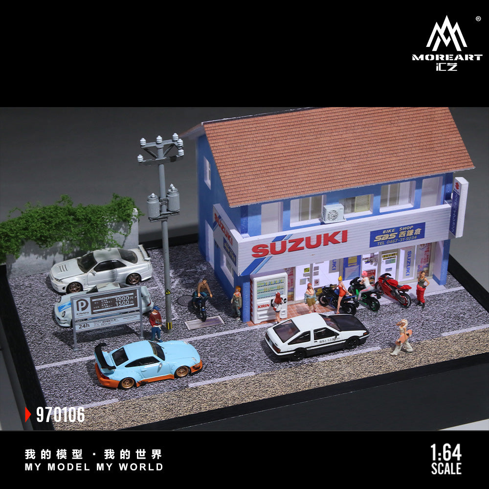 Nishi-Kamakura Suzuki Motorcycle Specialty Store Upgraded Scene Huiyi MoreArt 1:64 MO970106