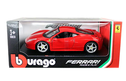 Bburago-1:24- 458 Italia Red -Race &amp; Play 18-26003RD