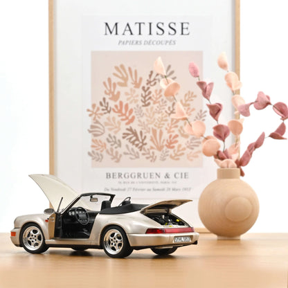 1992 Porsche 911 Turbo Look Cabriolet Zermatt Silver Metallic 1:18 – Norev 187140