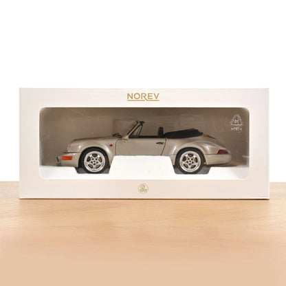 1992 Porsche 911 Turbo Look Cabriolet Zermatt Silver Metallic 1:18 – Norev 187140