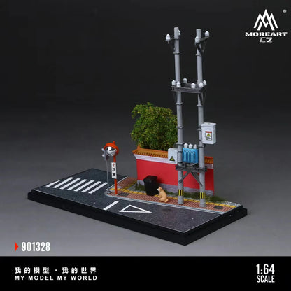 Coin de rue urbain avec mur rouge MoreArt 1:64 MO901328