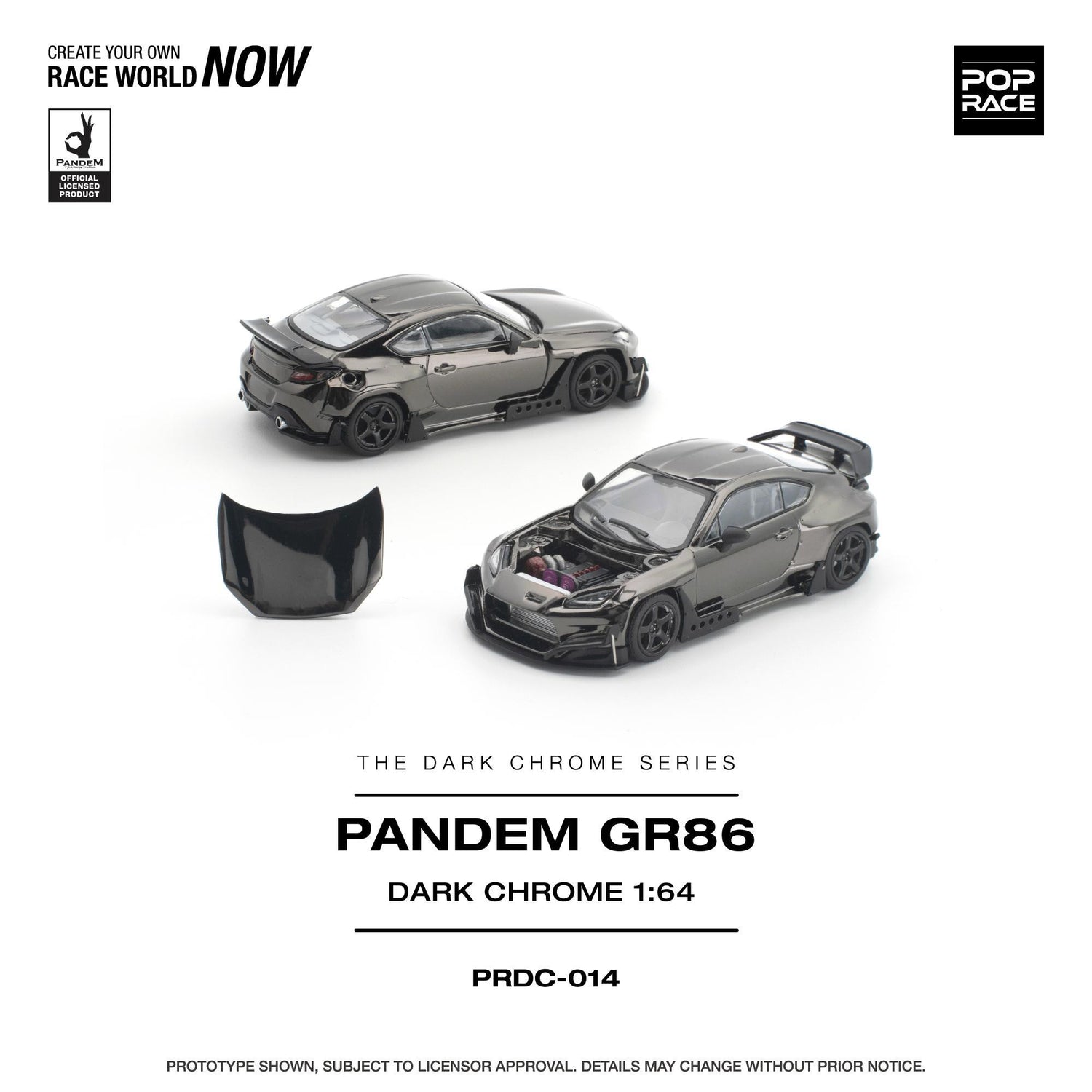(PRE-ORDER 2026) PANDEM GR86 chrome foncé – POPRACE 1:64 PRDC014