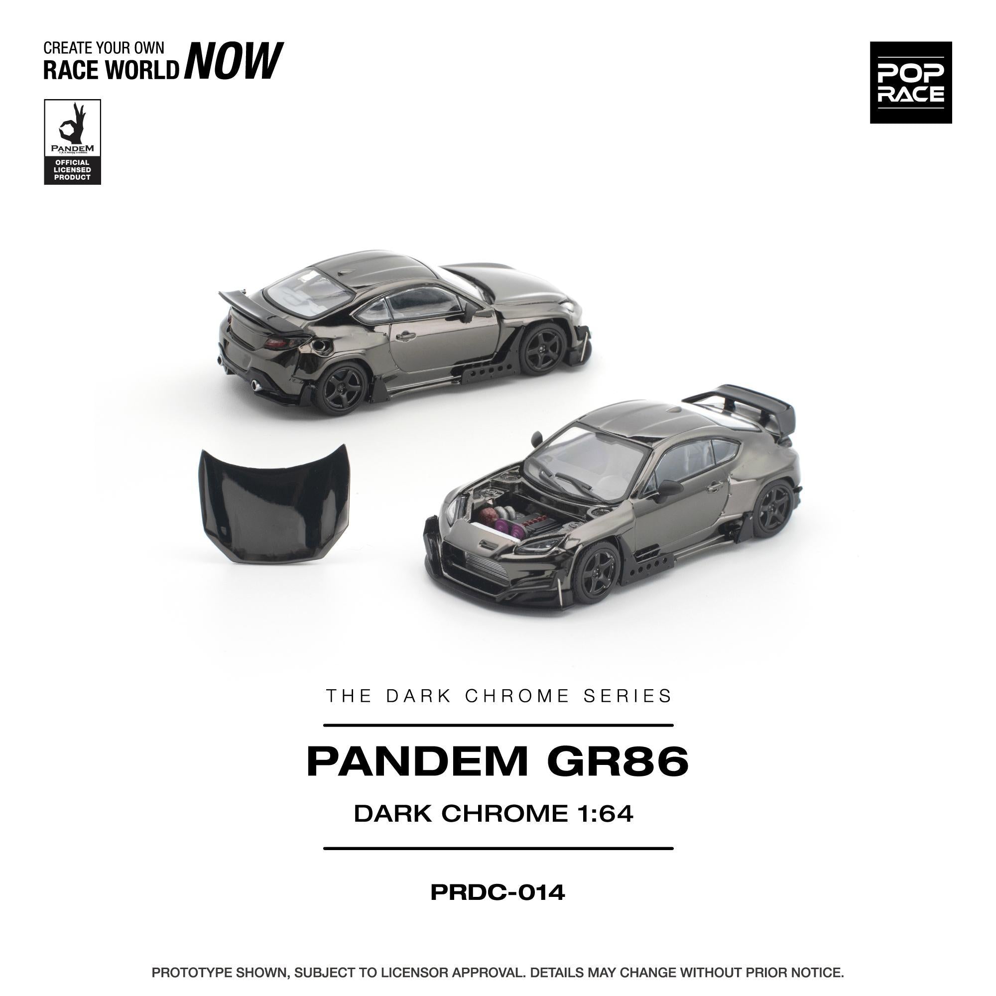 (PRE-ORDER 2026) PANDEM GR86 chrome foncé – POPRACE 1:64 PRDC014