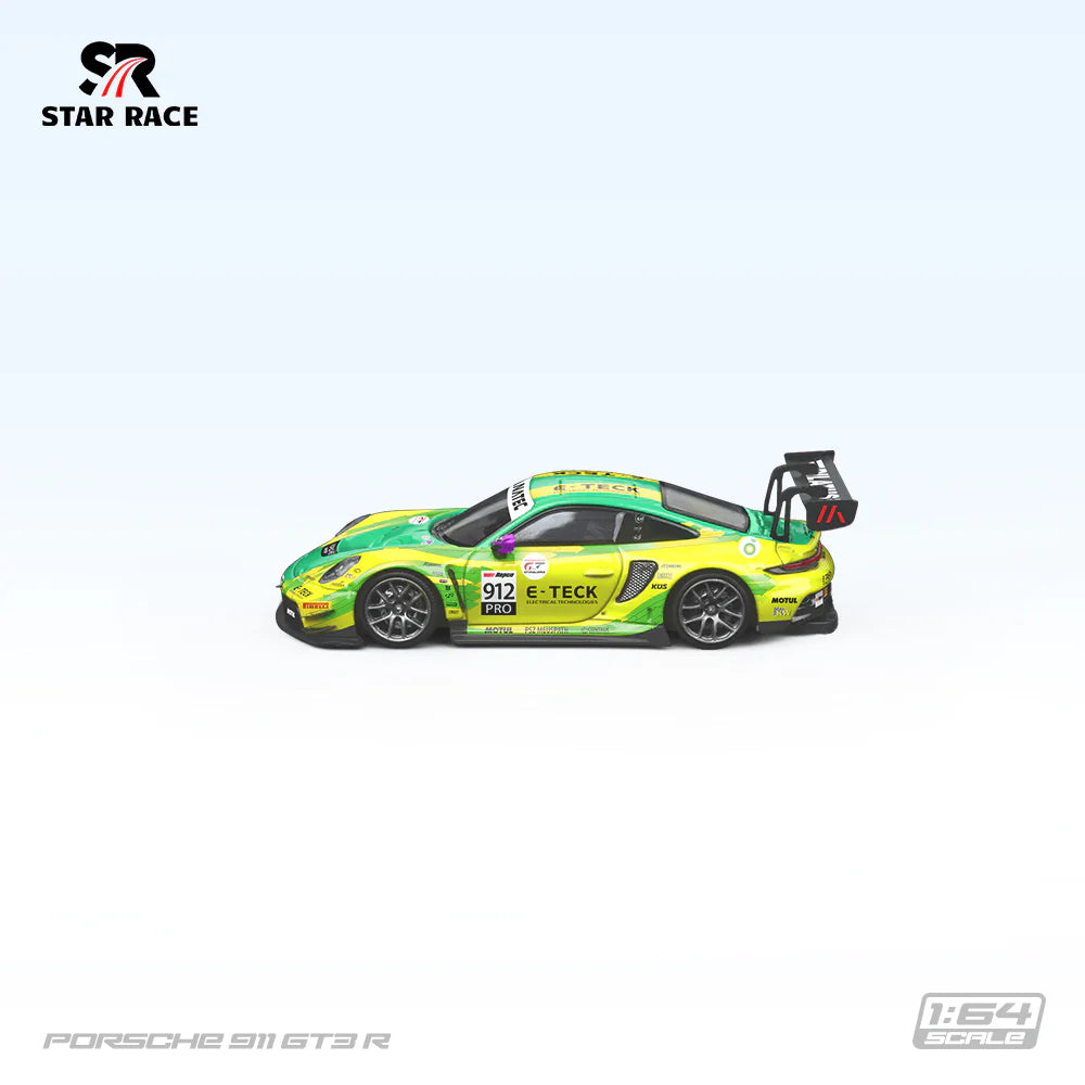 Star Race 1/64 -  Porsche 911 GT3 R Racing Car Yellow Green 