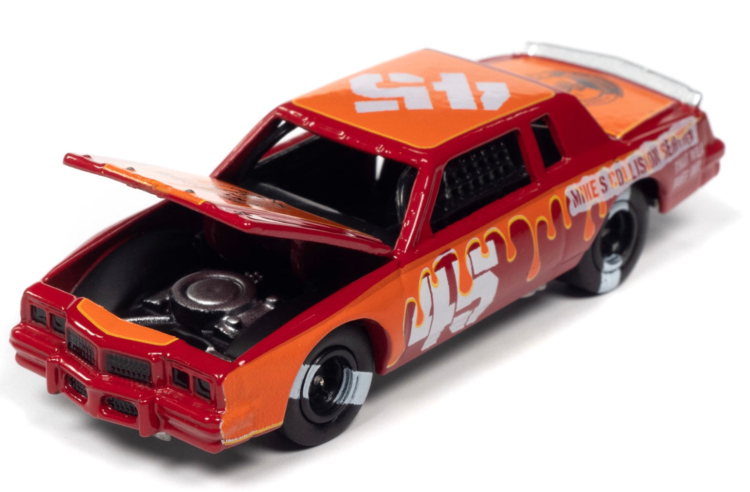 1982 Pontiac Grand Prix Stock Car rouge avec graphiques orange - Demolition Derby - JLSF024-2B-4