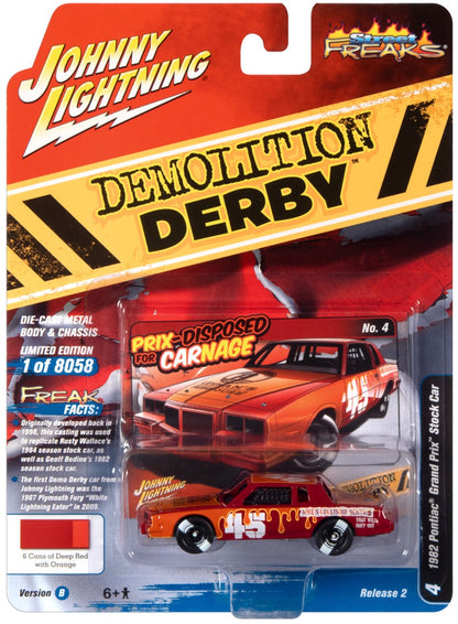 1982 Pontiac Grand Prix Stock Car rouge avec graphiques orange - Demolition Derby - JLSF024-2B-4