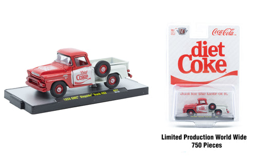 CHASE CARS-1958 GMC Stepside Truck 4X4 – Diet Coke theme (CHASE-52500-A57-A) (M2 Machines Coca-Cola Release A60)