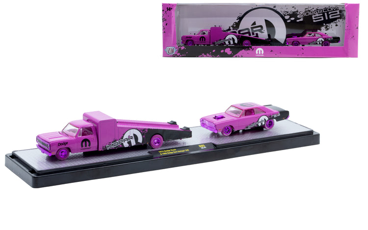 CHASE CARS 1974 Dodge Truck &amp; 1969 Dodge Dart Swinger 340 (CHASE-36000-95B) (M2 Machines Auto-Haulers Release 95)
