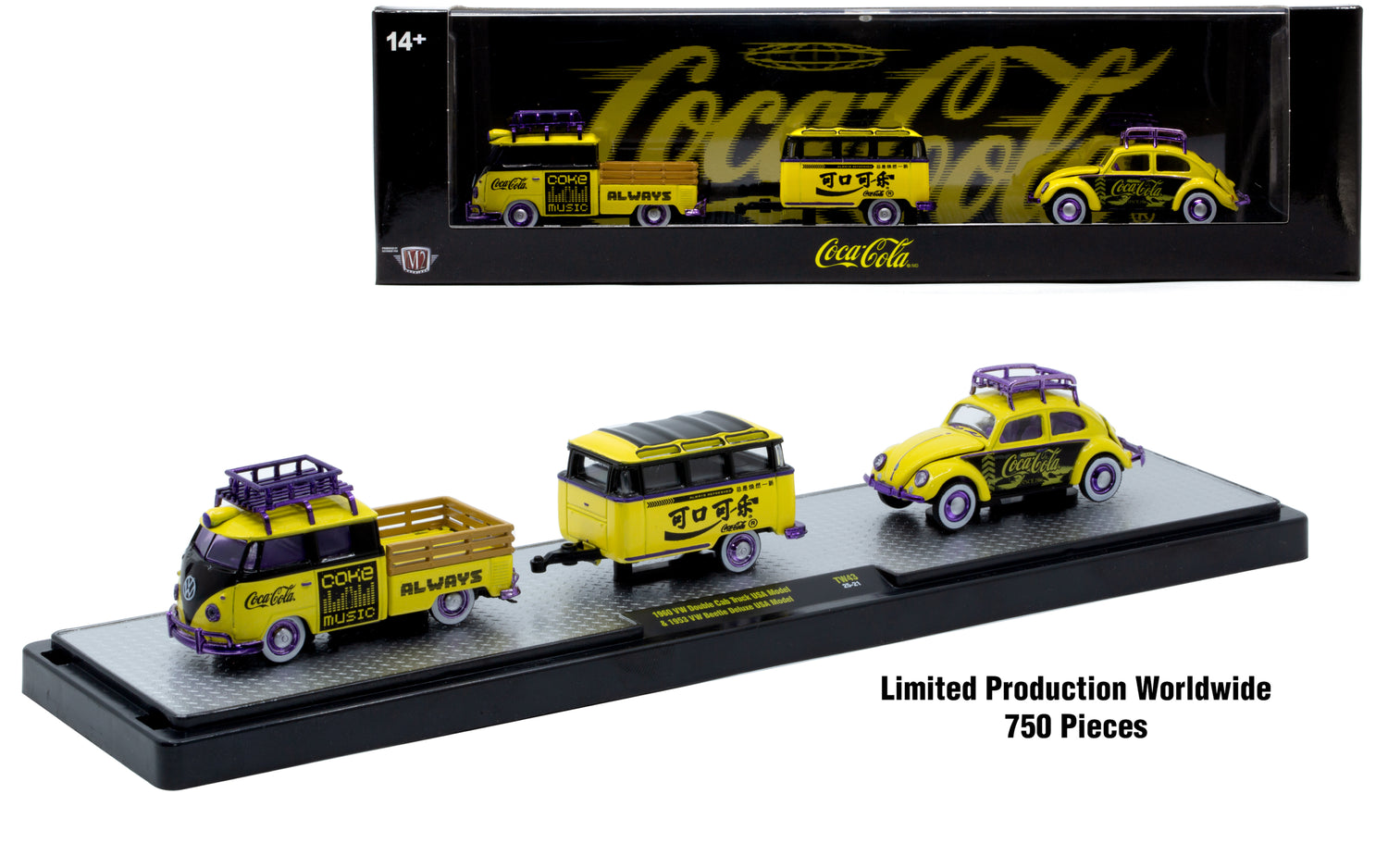 CHASE CARS-M2 Machines- 1960 VW Double Cab Truck USA Model &amp; 1953 VW Beetle Deluxe USA Model – Coca-Cola (CHASE-56000-TW43C)
