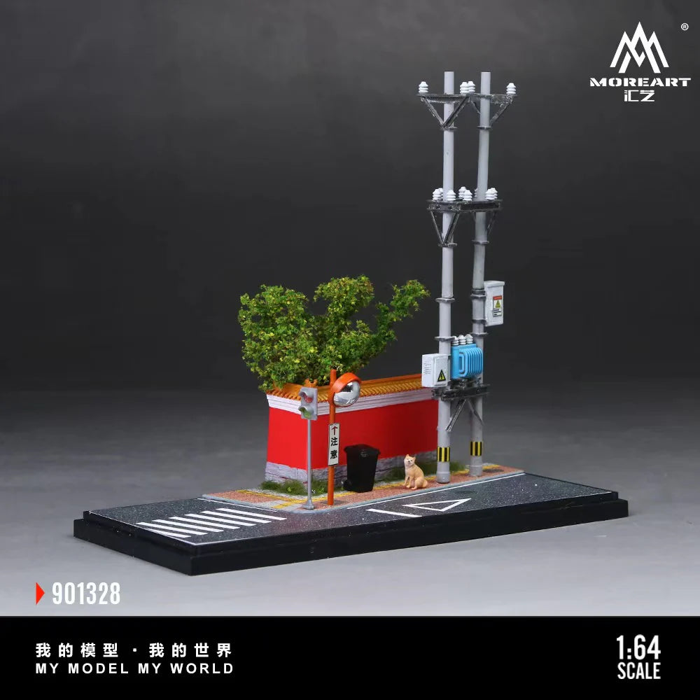 Coin de rue urbain avec mur rouge MoreArt 1:64 MO901328