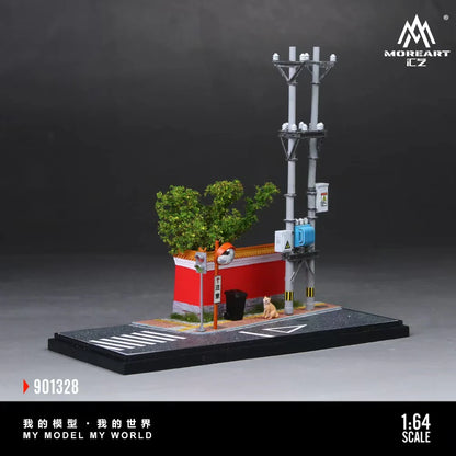 Coin de rue urbain avec mur rouge MoreArt 1:64 MO901328
