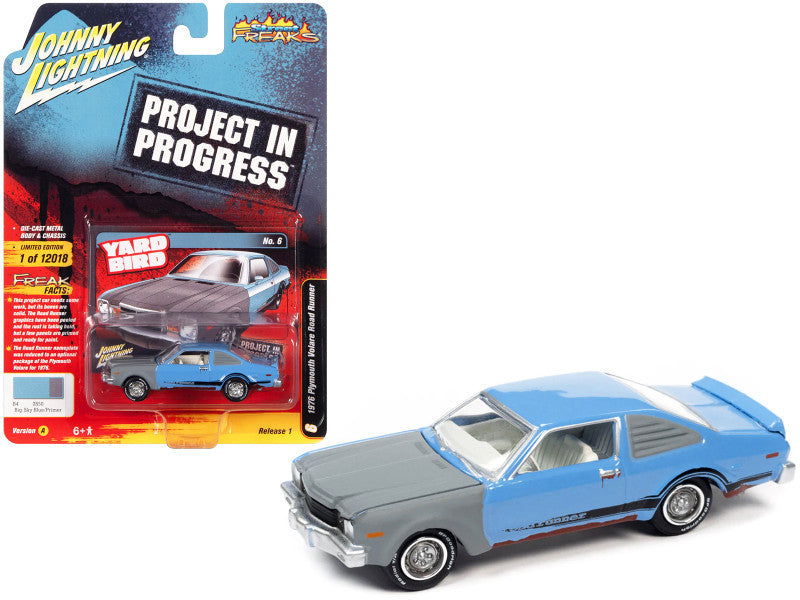 1976 Plymouth Road Runner Big Sky Blue et Primer Gray - Project in Progress - Johnny Lightning 1:64 - JLSF023-1A-6