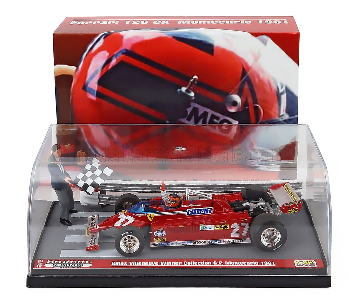 BRUMM 1:43 - FERRARI - DIORAMA - F1 126CK N 27 WINNER MONACO GP 1981 GILLES VILLENEUVE