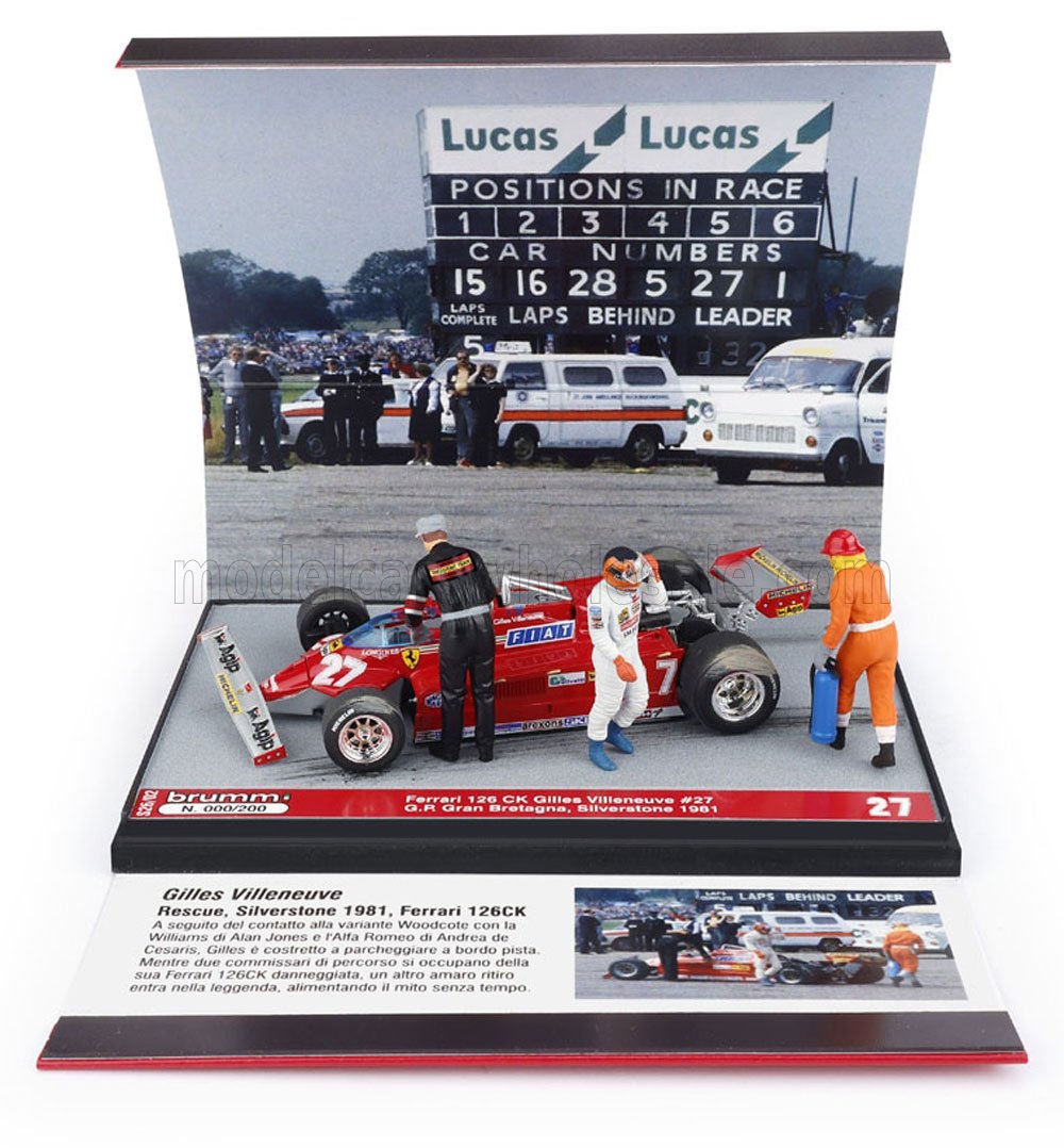 (PRE-ORDER JUIN 2026) BRUMM - 1/43 - FERRARI - DIORAMA F1 126CK TURBO N 27 SILVERSTONE BRITISH GP-1981 GILLES VILLENEUVE - EXTREME RESCUE