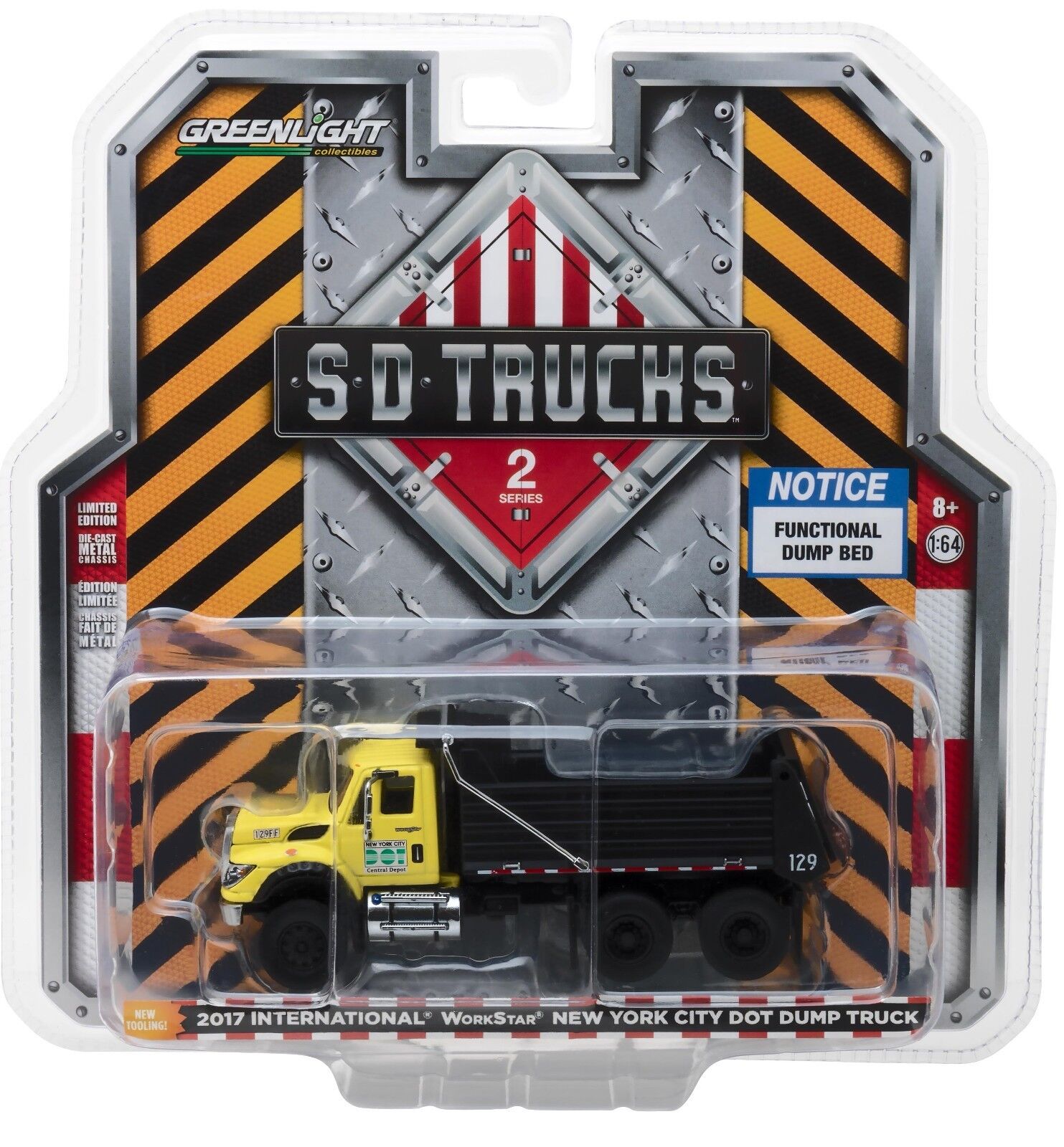 GreenLight SD TRUCKS 2 2017 International WorkStar NYC DOT DUMP TRUCK 1:64